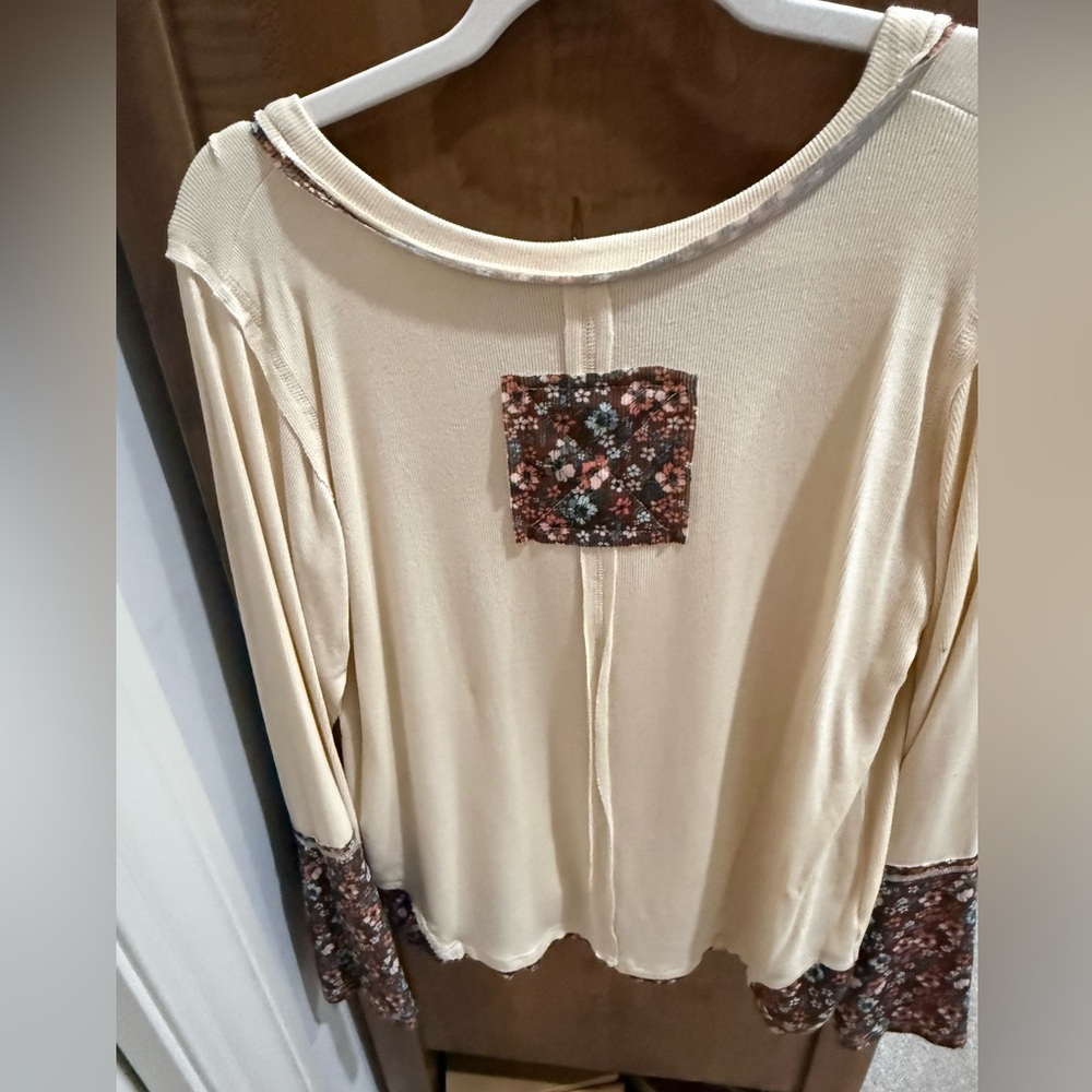 POL Patchwork 89 Hobo Retro Floral Knit Shirt size L - Picture 3 of 5